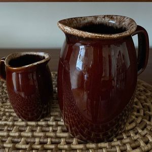 VTG Pair Brown Drip Glaze Pitchers
